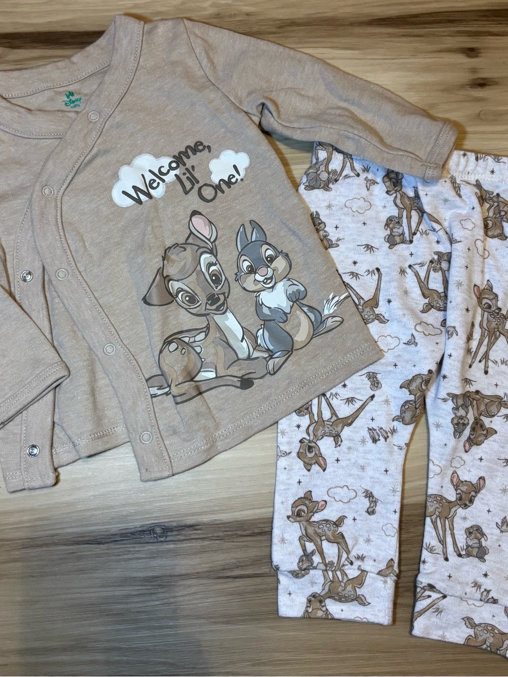 Disney Beige Bambi & Thumper Set with Snap-Front Top